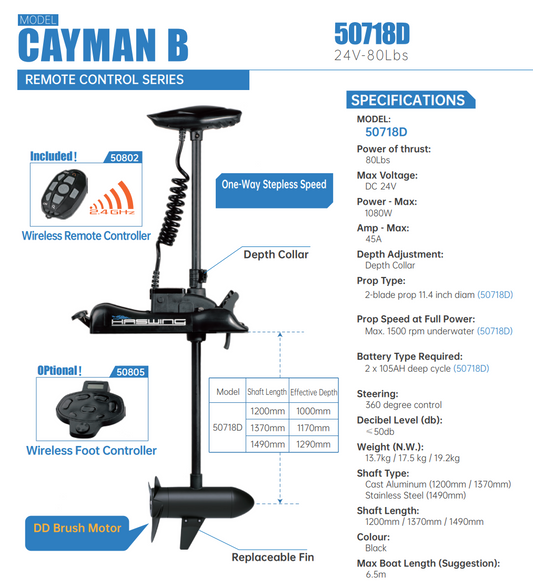 CAYMAN BOW MOUNT TROLLING MOTOR 24V 80Lbs
